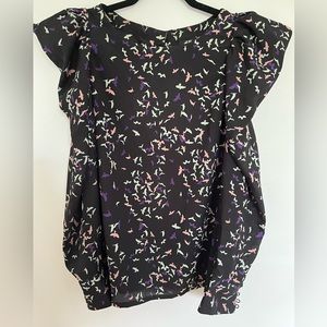H&M Bird Blouse with dramatic shoulders and pretty button detail 6